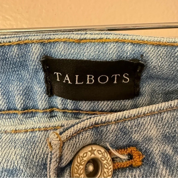Talbots Modern Ankle Jeans With Ribbon  Tape Sea Glass Wash Size 6P - Picture 5 of 10